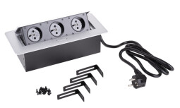 Elektrická zásuvka 3x 230V Francouzská stříbrná 